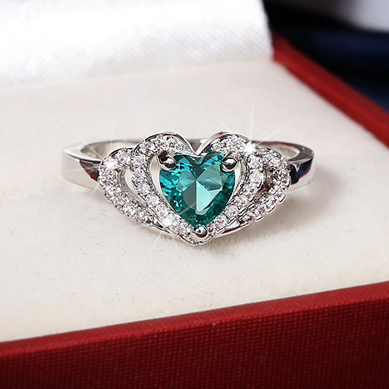 Title 2, Green Zircon Heart-shaped Ornament Love Heart-s...