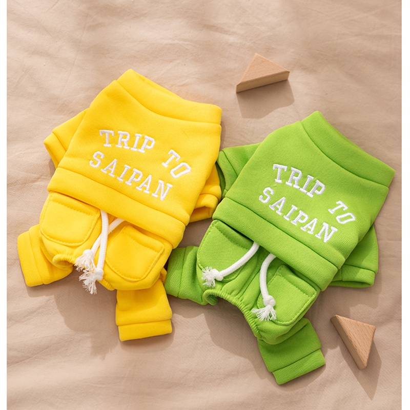 เสื้อกันหนาวหมา เสื้อฮู้ดอุ่นสี่ขา สำหรับฤดูใบไม้ร่วงและฤดูหนาว เสื้อผ้าสำหรับแมวและสุนัขพันธุ์เล็กถึงกลาง ขนฟลีซนุ่มสบาย