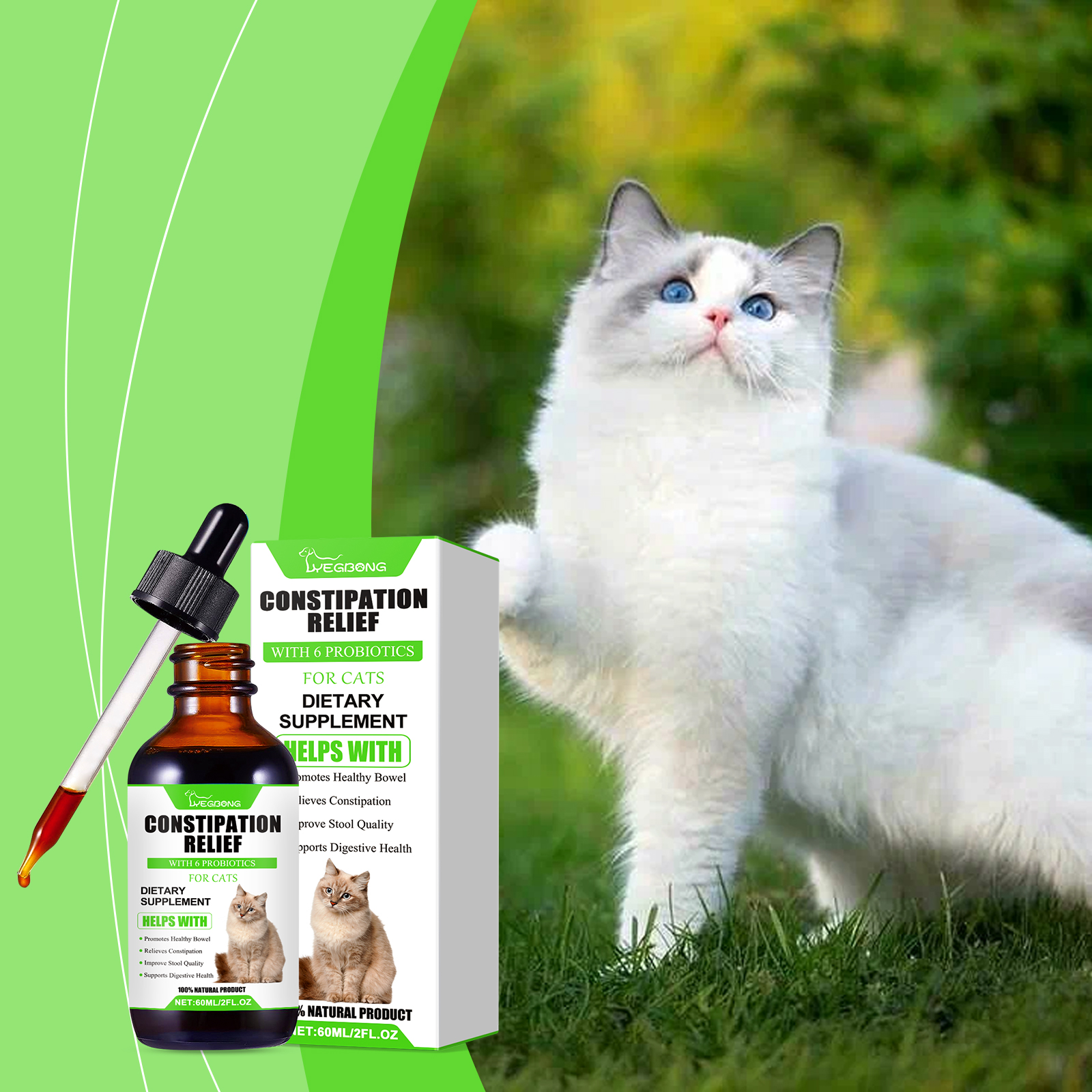 Cat Constipation Relief Probiotic Drops, Natural Digestive Support Supplement For Cats, Boost Nutrient Absorption & Appetite — foto 6