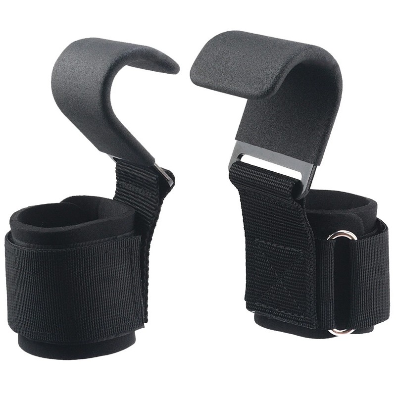 2Pcs Weight Lifting Hooks Gym Training Wrist Support Straps Bar Lifting Grips
