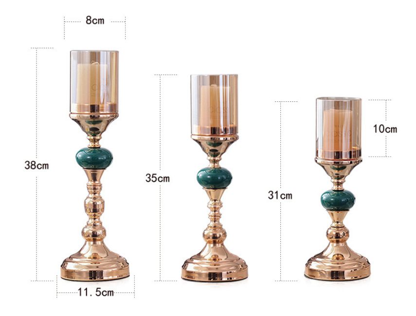 European-american Glass Candlestick Retro Metal Gold - 7