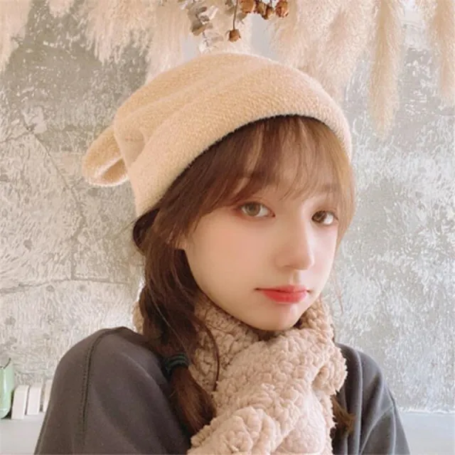 Winter Girl Cute Cold Protection Warm Beret Khaki - Shop at LoveMi