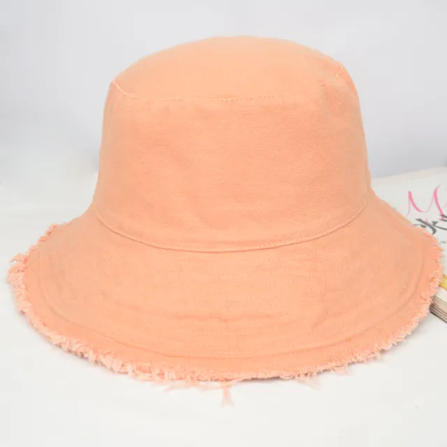 Black Sunshade Versatile Frayed Bucket Hat Skin Pink - Shop at LoveMi