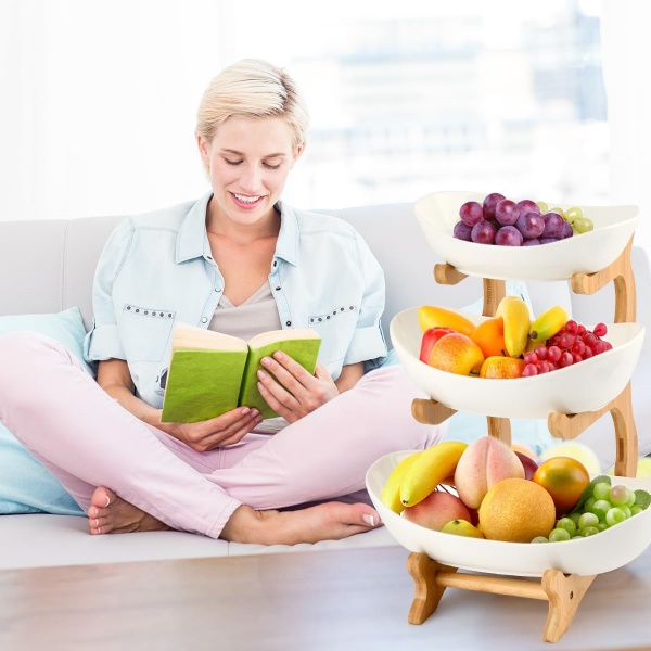 Stacked Fruit Tray Multi-layer Plate Three Compartments Snack Candy Platter Bowl 10