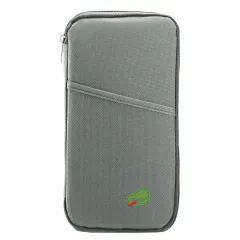 Travel Passport Wallet 12Cells Ticket ID Credit Card Holder Water Repellent Documents Phone Organiser Zipper Case Business Trip Daily Use - Silver - View 1