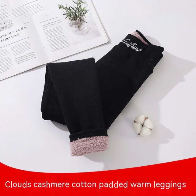 Women's Fashion Outerwear Winter Fleece lined Thick Warm Pants Black Alphabet Embroidery - Shop at LoveMi