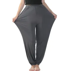 High Waist Elastic Length Plus Size Yoga Track Pants - Grey Green - View 1