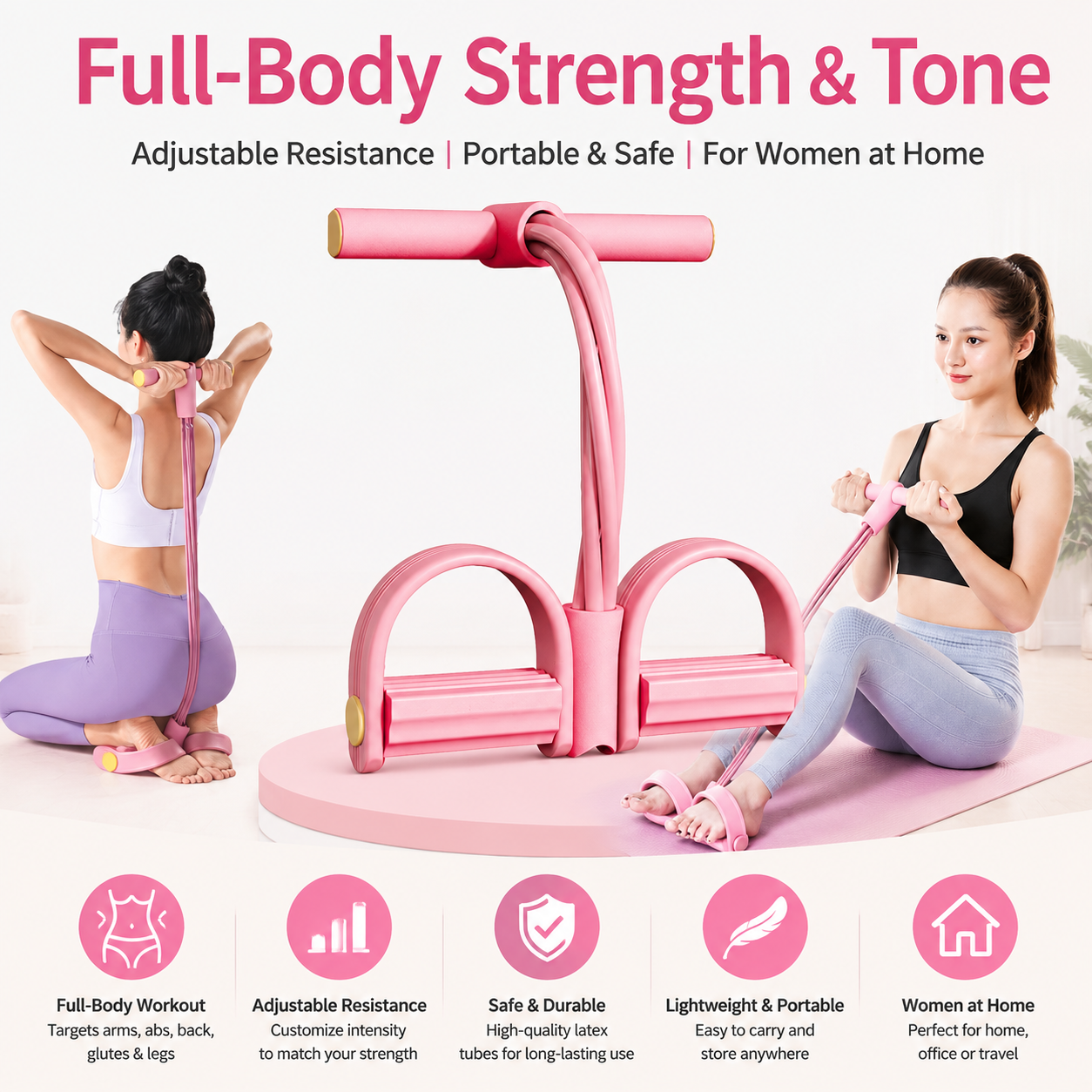 6-Tube Pedal Puller Resistance Rope, Foot Pedal Resistance Band, Yoga Elastic Exercise Bands, Stretching Slimming Training, Strength Exercise, Resistance Workout, Elast Compreh