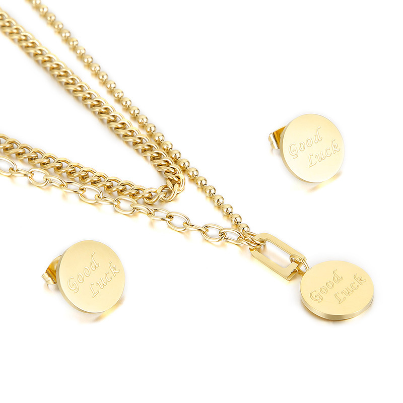 Stacked Clavicle Chain Titanium Steel Earring Necklace