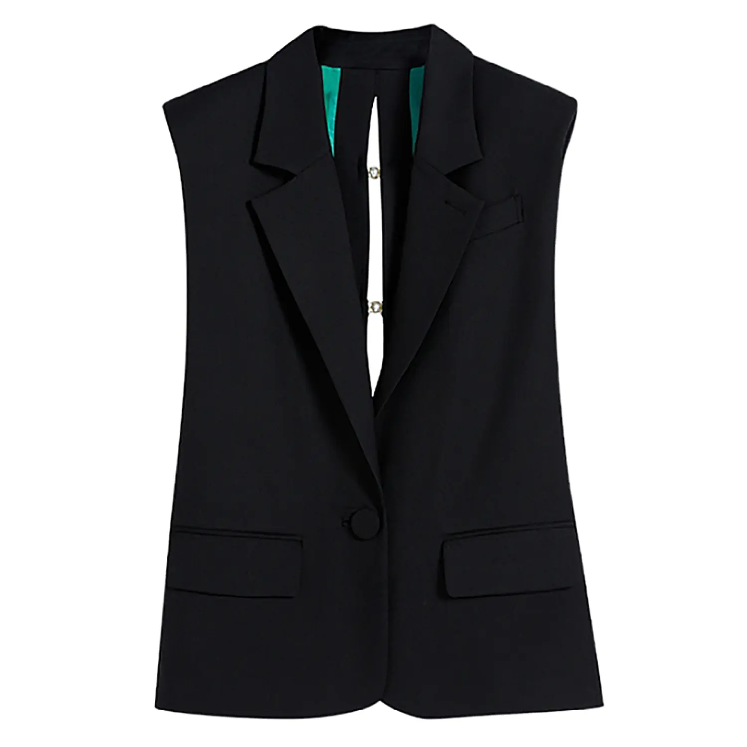 Women's Pearl Bow Sleeveless Suit Vest Jacket