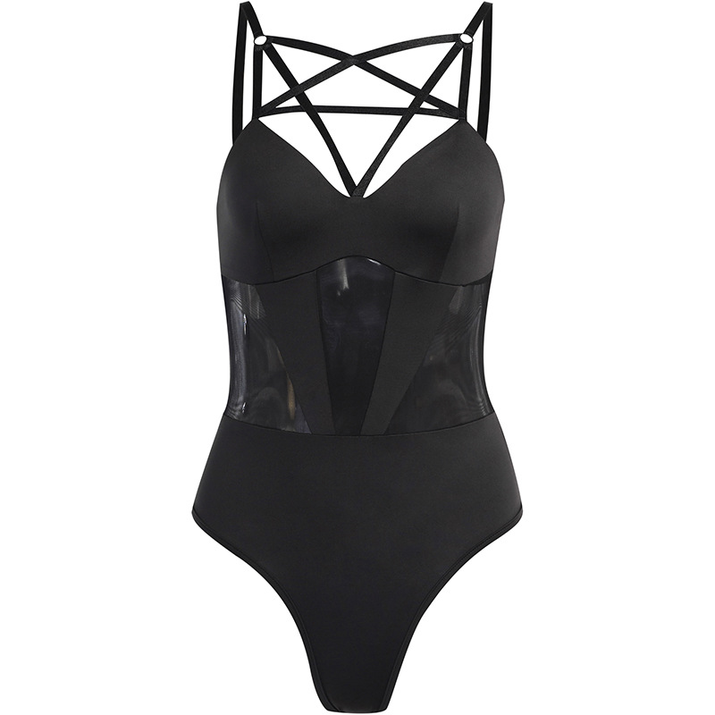 Title 2, Pentagram Hollow Gothic Mesh See-through Jumpsu...