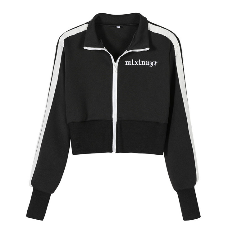 Women's Korean Style Letter Embroidery Black Sports Jacket Jacket - Shop at LoveMi