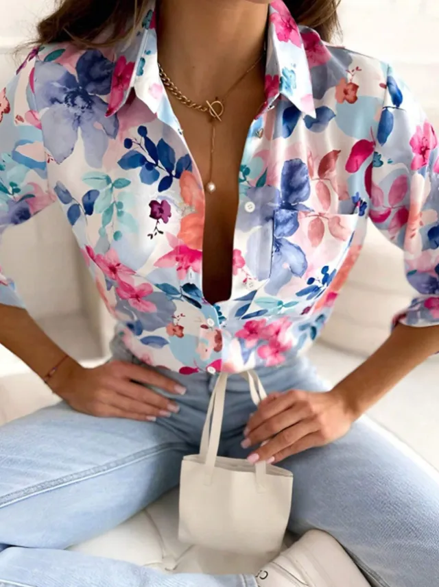 Women's Spring Summer Long Sleeve Casual Shirt Multicolour - Shop at LoveMi