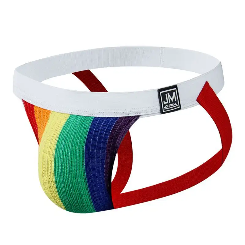 Mens Sports Fitness Rainbow Double Thong