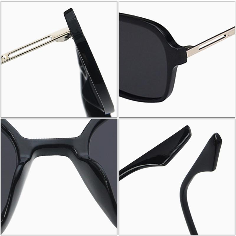 Vintage Double Bridge Cutout Square Sunglasses - Image 4