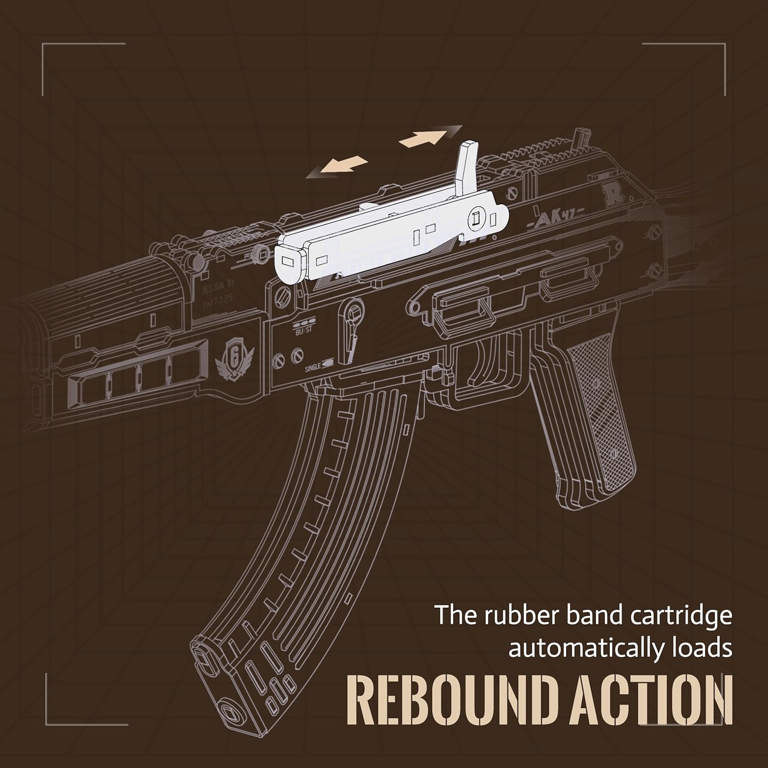 ROKR AK47 Wooden Rifle Model Toy - 315 Pieces, DIY Rubber Band Gun, 3D Puzzle, Wooden Model Building Kit, Single,burst Mode, Premium Collector's Edition Model Kit For Adults And Teenagers