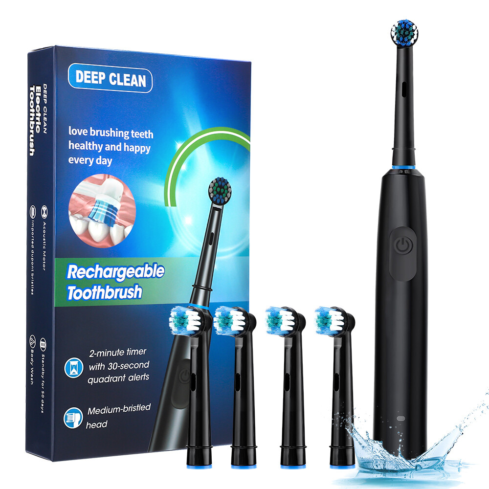 Rotating Electric Toothbrush, Smart Timer 4 Brush Heads 5 Modes USB Rechargeable — image 9