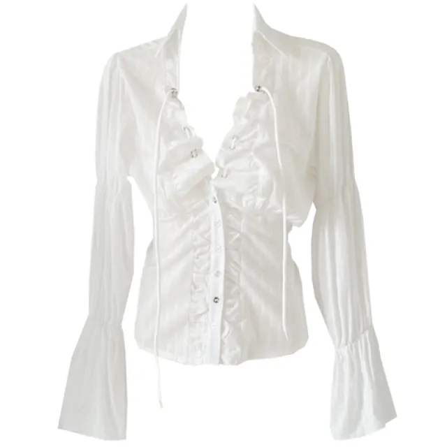 Women's Short Black Waist Long Sleeve Shirt White - Shop at LoveMi