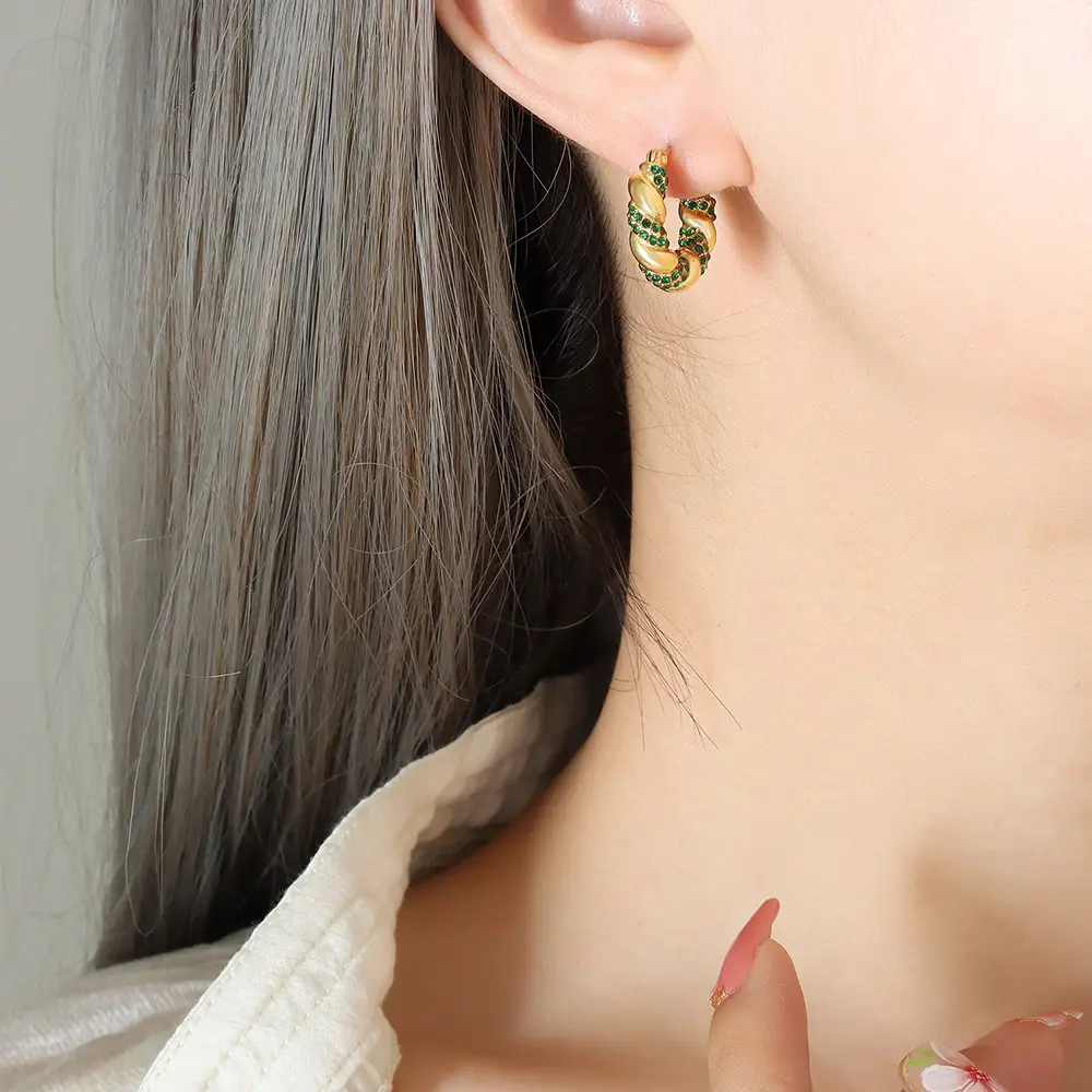 Women's Fashion Simple U-shaped Titanium Fried Dough Twists Earrings