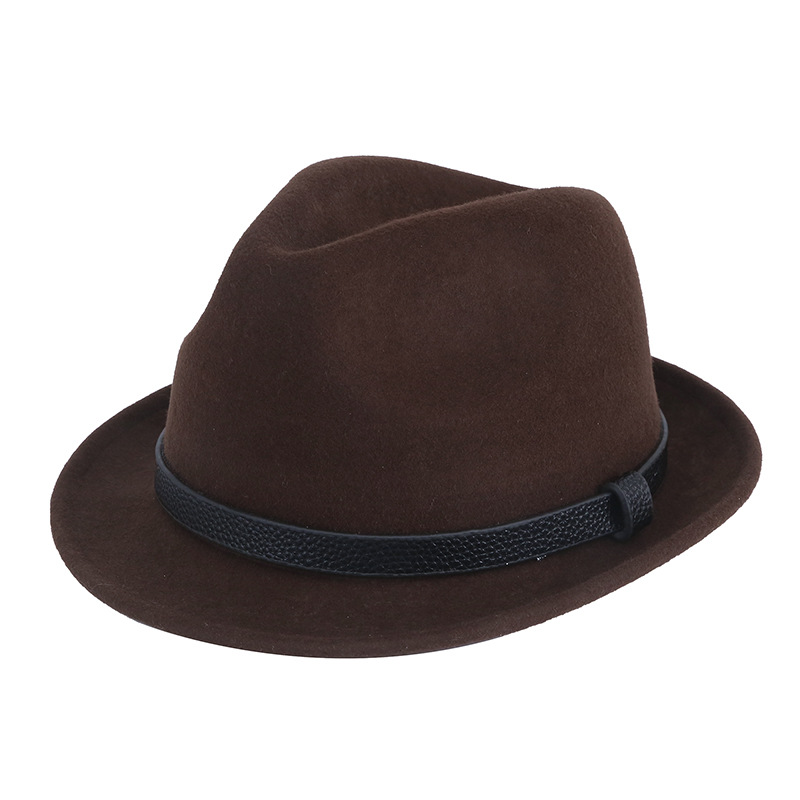 Autumn And Winter Pure Wool Rolled Edge Short Brim Bell British Gentleman Hat Brown - Shop at LoveMi