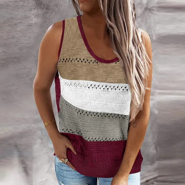 Hollow Sleeveless V neck Tank Top Red - Shop at LoveMi