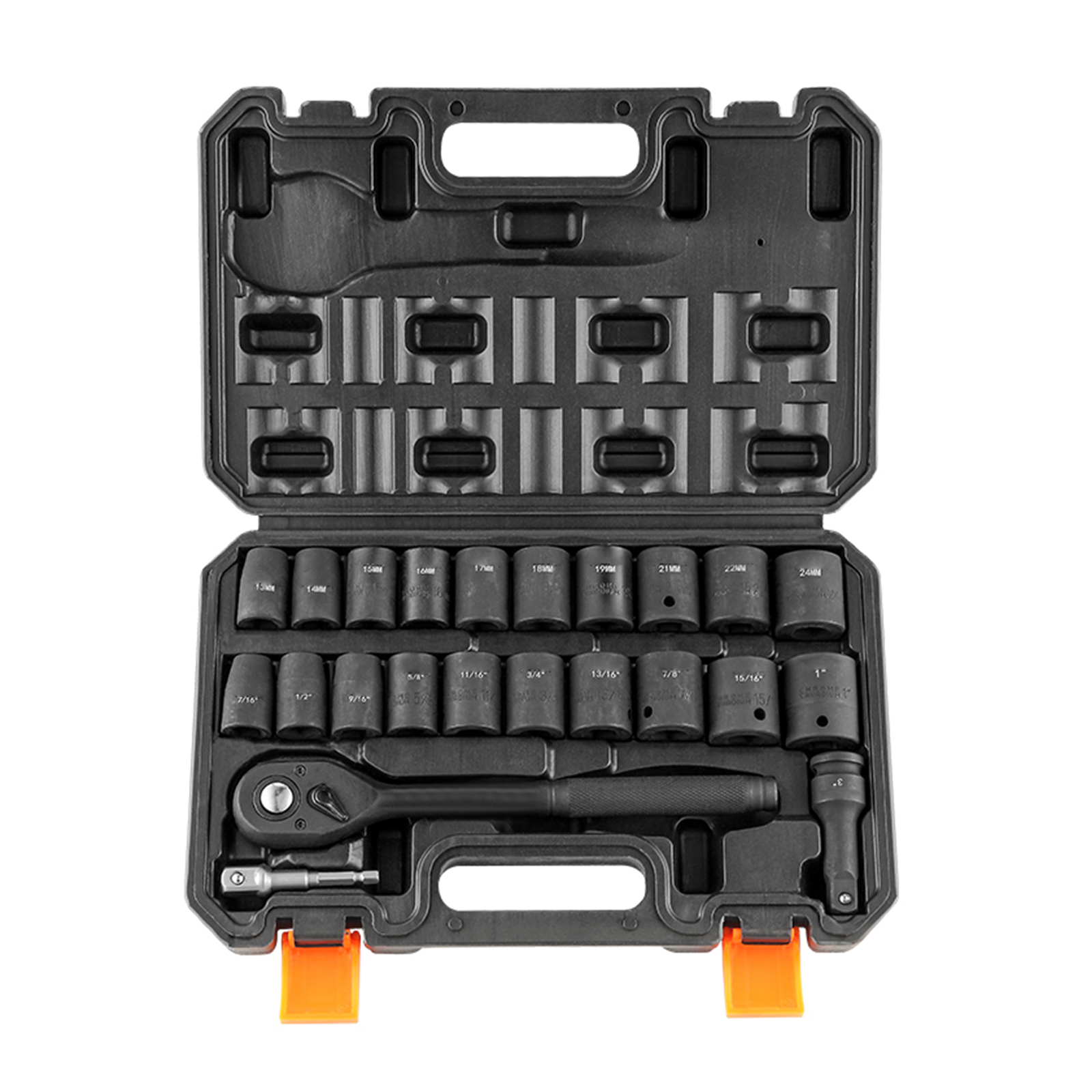 VEVOR Drive Impact Socket Set, 23 Piece Socket Set SAE 6 Point Cr-V Alloy Steel For Auto Repair With… image 6