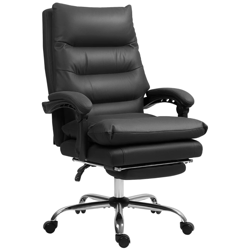 Vinsetto Massage Office Chair With Heat Function, Computer Desk Chair With Footrest Swivel Wheels, Black