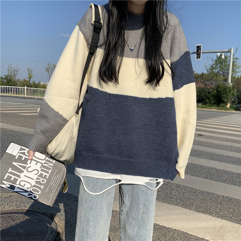 New Japanese Soft Milk Retro Contrast Sweater