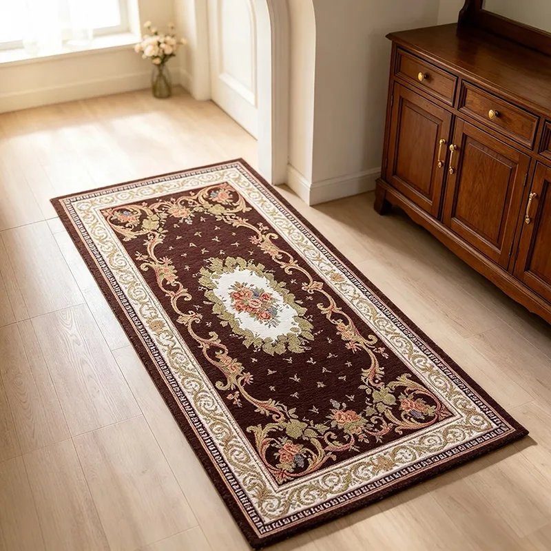 1pc European Style Vintage Floral Pattern Area Rug