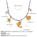 Blue Rope Braided Ocean-themed Pendant Set, Featuring Starfish, Dolphins, And Sea Turtles, Multi-dangling Necklace And Bracelet. view 10