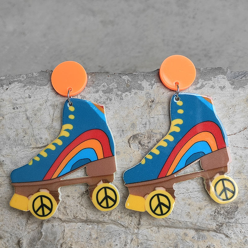 Trendy Retro Roller Skates Acrylic Earrings