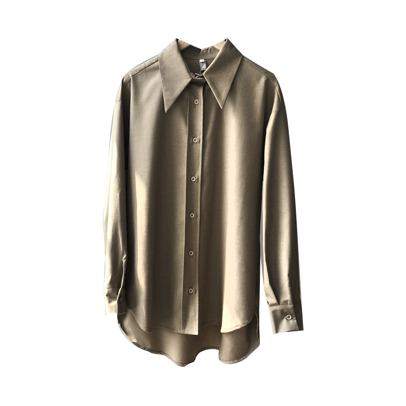 Women's Autumn And Winter Casual Solid Color Long-sleeved Shirt OL