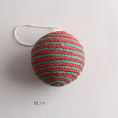 Christmas Decoration Ornaments Spherical Rattan Hemp Rope Bark - 8Cm Red And Green Cotton Threa - View 1