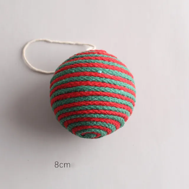 Christmas Decoration Ornaments Spherical Rattan Hemp Rope Bark 8Cm Red And Green Cotton Threa - Shop at LoveMi