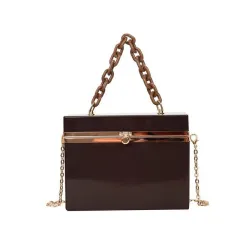 Lady Candy Colour Acrylic Handbag Cute Box Messenger Bag Evening Clutch Bag Activity Chain - Brown - View 1