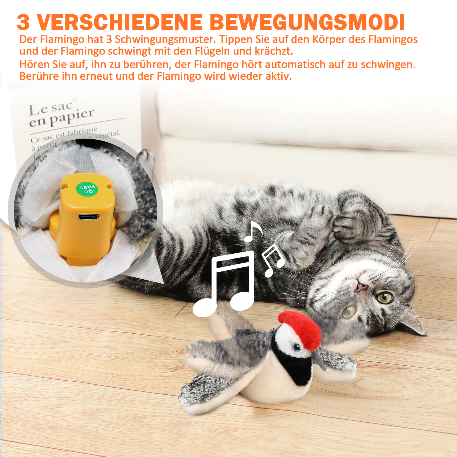 Electric Cat Toy Bird For Self-Entertainment - Interactive Cat Toy Automatic With Catnip, Intelligent Rechargeable Cat Toy For Cats To Play With And Step On