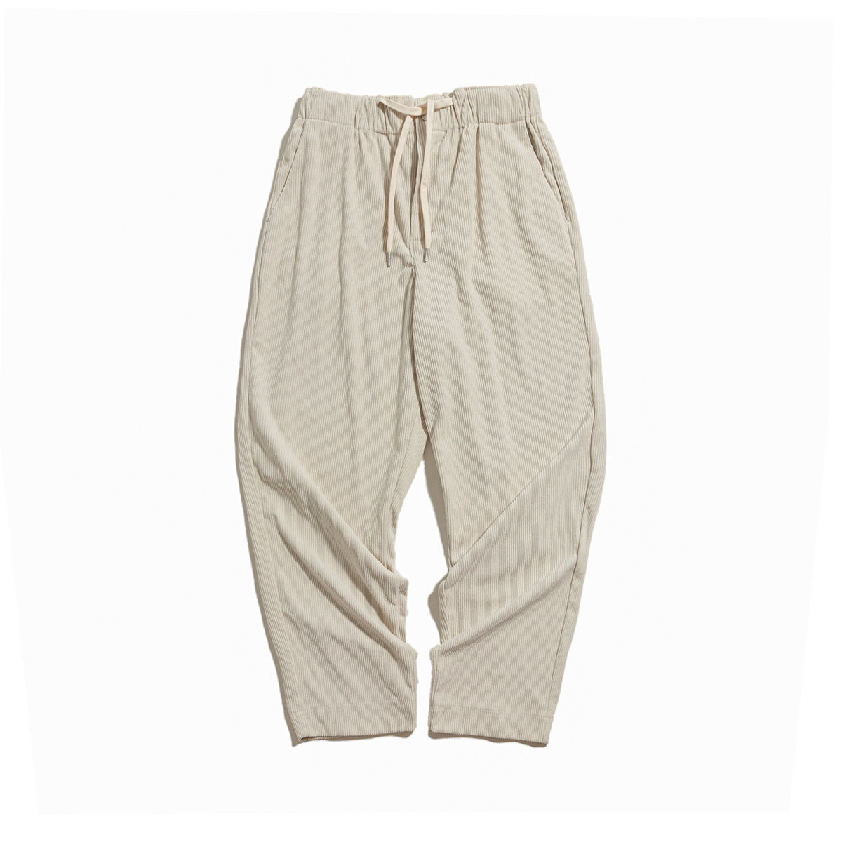 Title 2, Corduroy broek met rechte pijpen, beige trekkoord