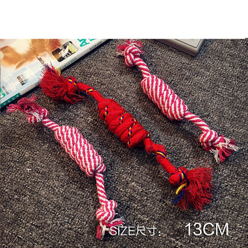 Title 9, Pet molar bite resistant cotton rope dog toy. D...