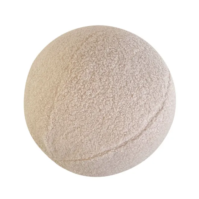 Geometric Shape Plush Ball Knotted Rope Cloud Pillow Cushion Beige Spherical - Shop at LoveMi