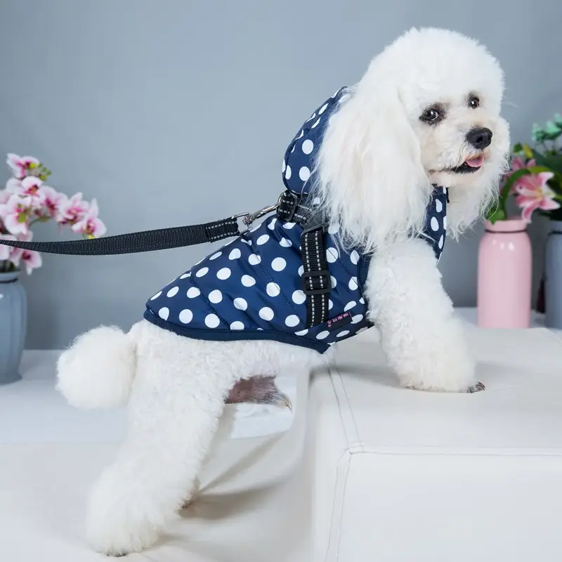 Hot-selling Polka-dot Dog Cotton-padded Jacket Plus Velvet