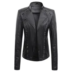 New Spring And Autumn New Leather PU Leather Jacket Women's Short - Black - View 1