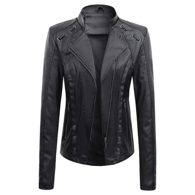 New Spring And Autumn New Leather PU Leather Jacket Women's Short Black - Shop at LoveMi