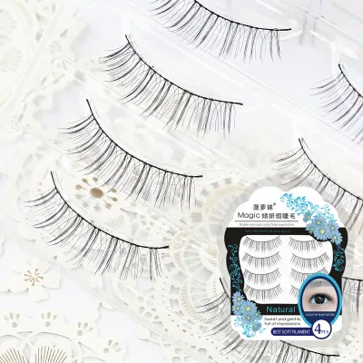 False Eyelashes Female Supernatural Soft Stem Fine Cotton Thread 4 Pairs Air Sharpening