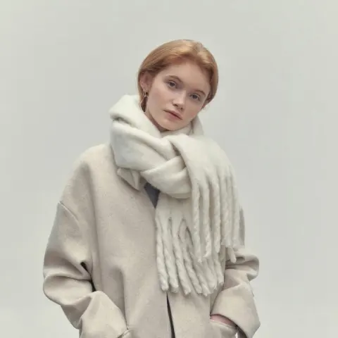 Winter Solid Color Scarf with Tassel Style Fashion Versatile