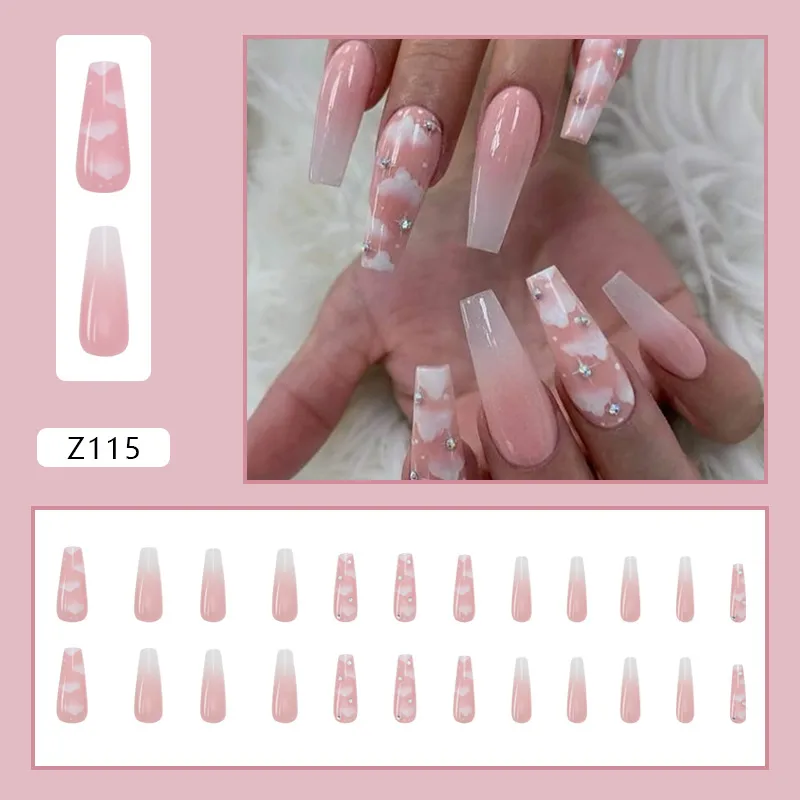 Women's Detachable Long Ballerina Nail Stickers - Pink