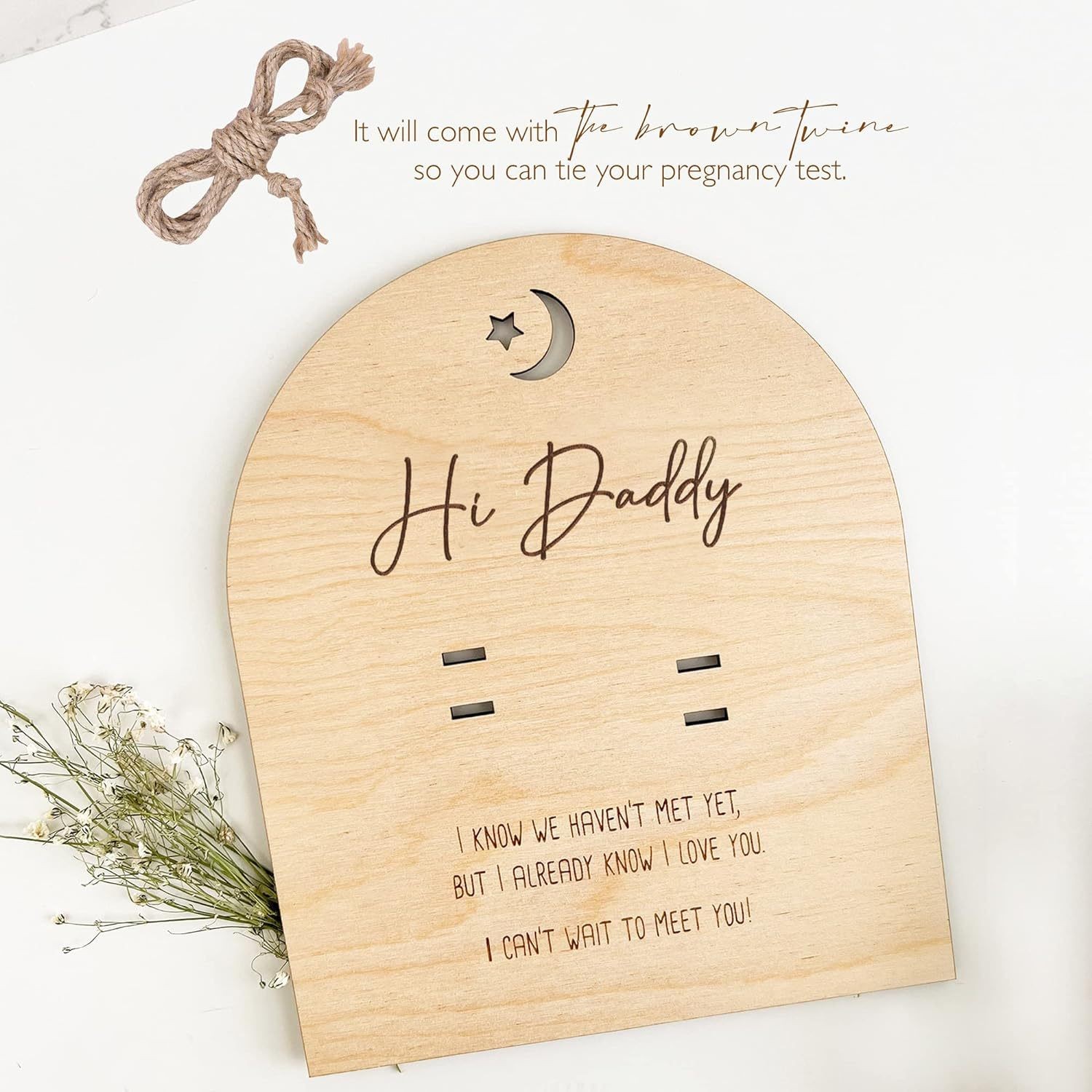 Hi Daddy Pregnancy Reveal Wooden Sign, Pregnancy Test Keepsake Plaque With Holder 5