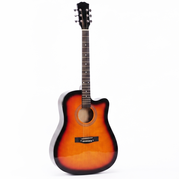 Sunset Color 41-inch Dreadnought Barrel-shaped Cutaway Acoustic Guitar With Pick, Strings, Capo, Gig Bag, Tuner, Wrench Tool, And Shoulder Strap — foto 12