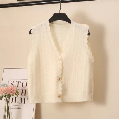 Woolen Knitted Vest Women's Tank Top Spring And Autumn White - Shop at LoveMi