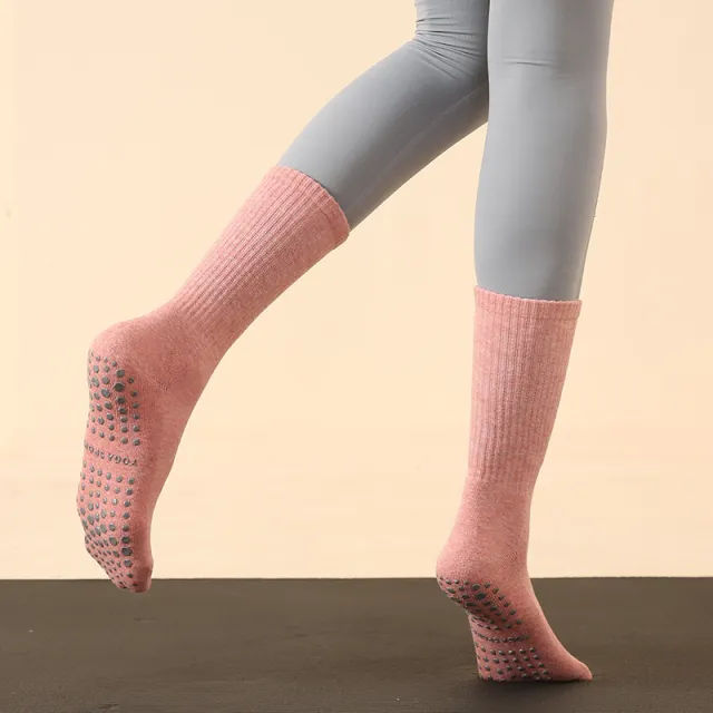 Autumn And Winter Long Tube Yoga Socks And Long Pilates Socks Pink - Shop at LoveMi