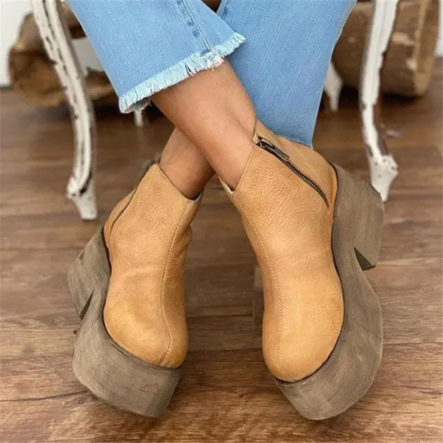 Low Round Toe Platform Women Martin Boots Yellow - Shop at LoveMi